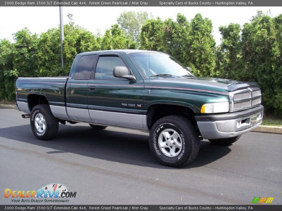 2000 Dodge Ram 1500 SLT Extended Cab 4x4 Forest Green Pearlcoat / Mist Gray Photo #12