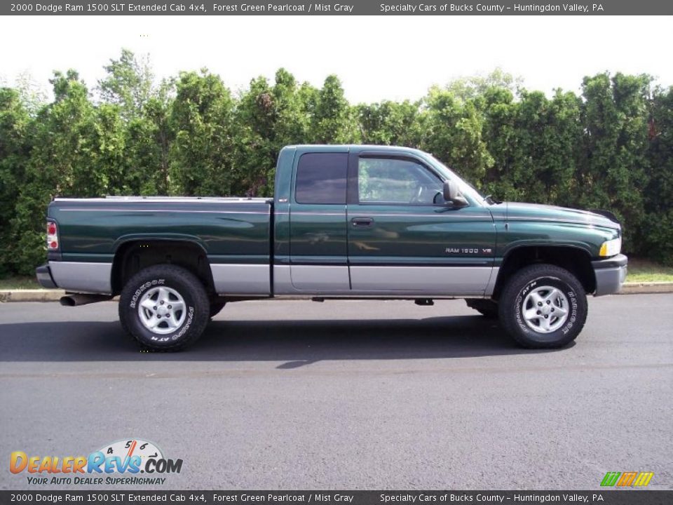 2000 Dodge Ram 1500 SLT Extended Cab 4x4 Forest Green Pearlcoat / Mist Gray Photo #14
