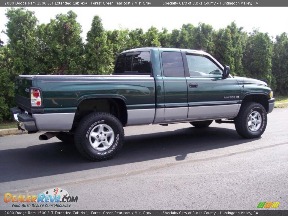 2000 Dodge Ram 1500 SLT Extended Cab 4x4 Forest Green Pearlcoat / Mist Gray Photo #15