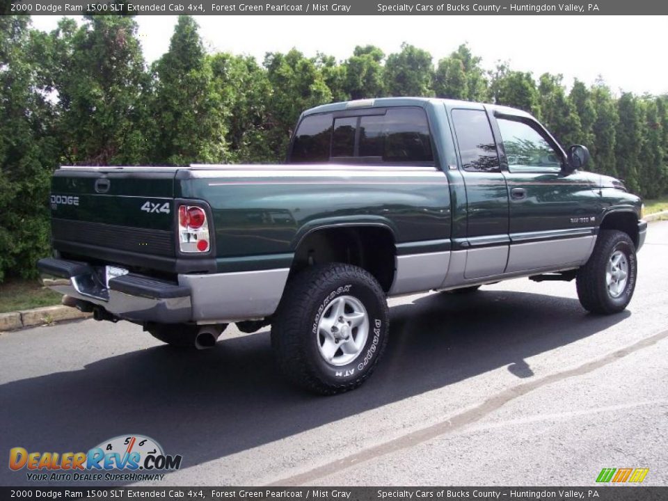 2000 Dodge Ram 1500 SLT Extended Cab 4x4 Forest Green Pearlcoat / Mist Gray Photo #16