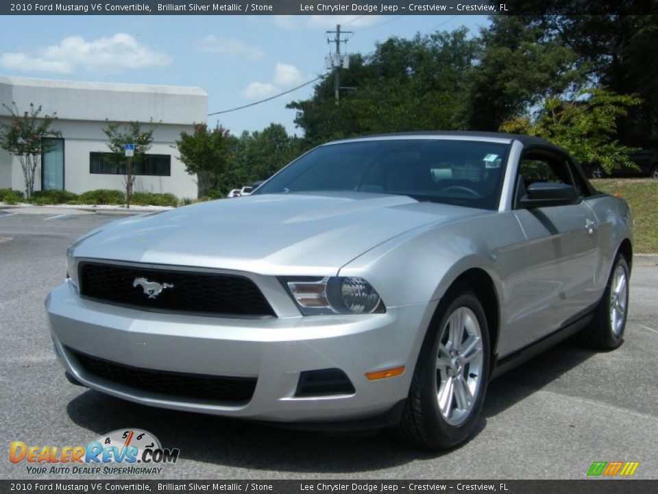 2010 Ford Mustang V6 Convertible Brilliant Silver Metallic / Stone Photo #1