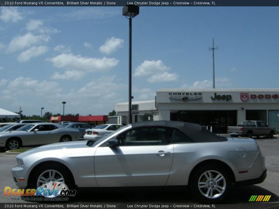 2010 Ford Mustang V6 Convertible Brilliant Silver Metallic / Stone Photo #2