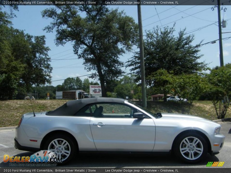 2010 Ford Mustang V6 Convertible Brilliant Silver Metallic / Stone Photo #6