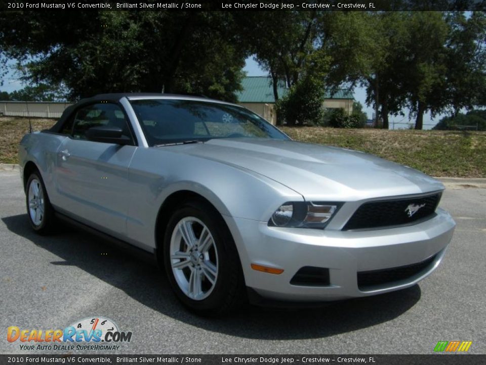 2010 Ford Mustang V6 Convertible Brilliant Silver Metallic / Stone Photo #7