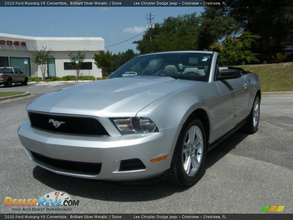 2010 Ford Mustang V6 Convertible Brilliant Silver Metallic / Stone Photo #13