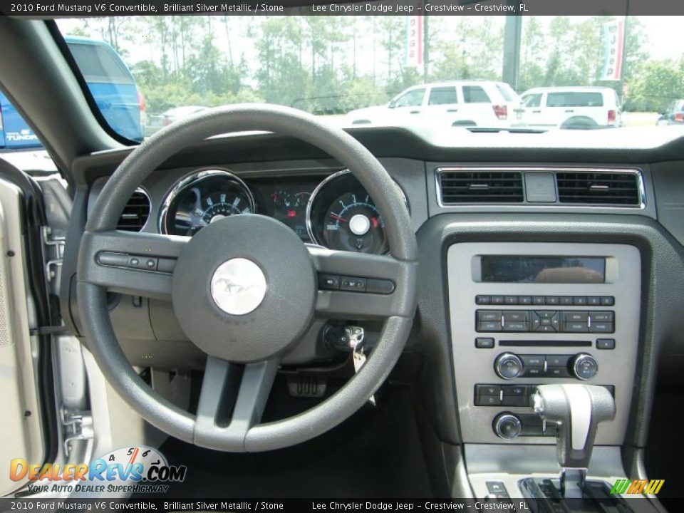 2010 Ford Mustang V6 Convertible Brilliant Silver Metallic / Stone Photo #26