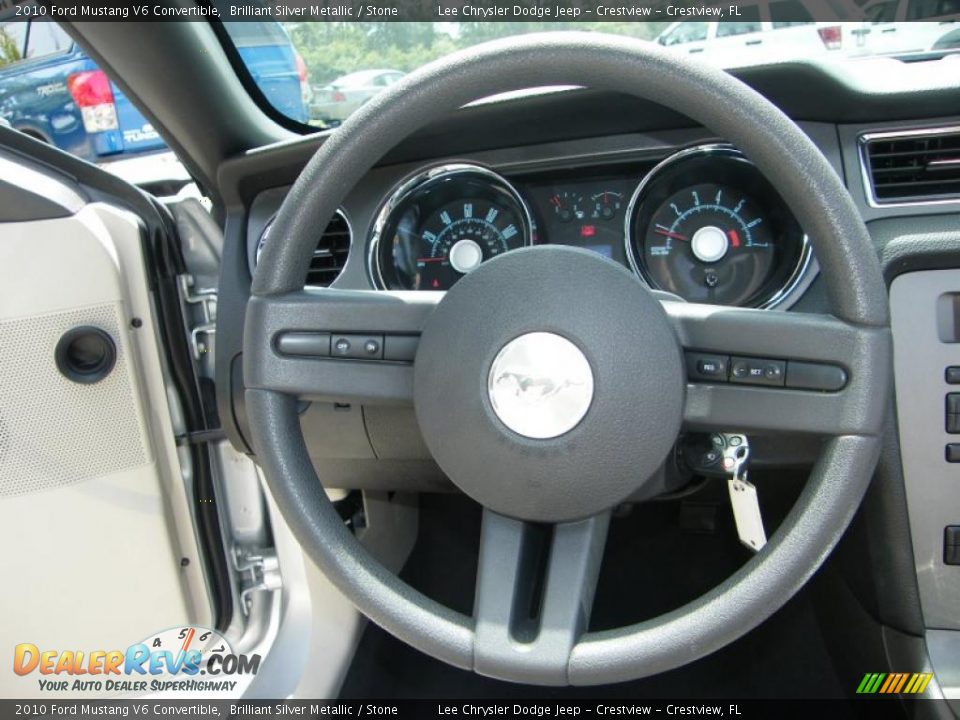 2010 Ford Mustang V6 Convertible Brilliant Silver Metallic / Stone Photo #27