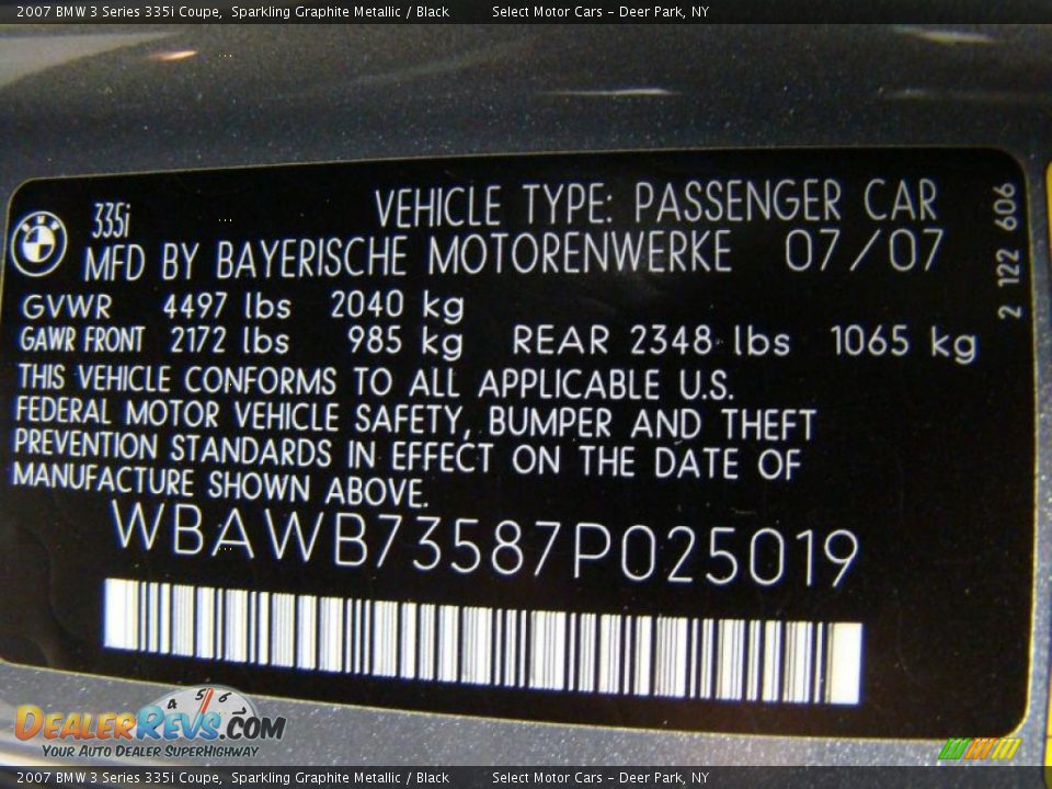 2007 BMW 3 Series 335i Coupe Sparkling Graphite Metallic / Black Photo #15