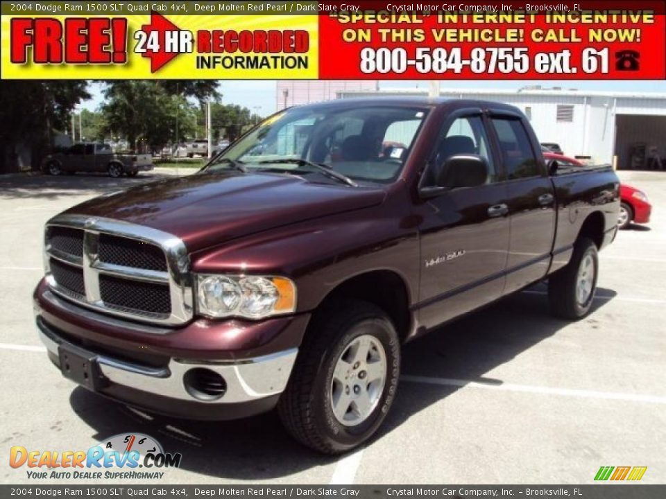2004 Dodge Ram 1500 SLT Quad Cab 4x4 Deep Molten Red Pearl / Dark Slate Gray Photo #1