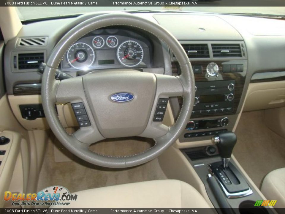 2008 Ford Fusion SEL V6 Dune Pearl Metallic / Camel Photo #10
