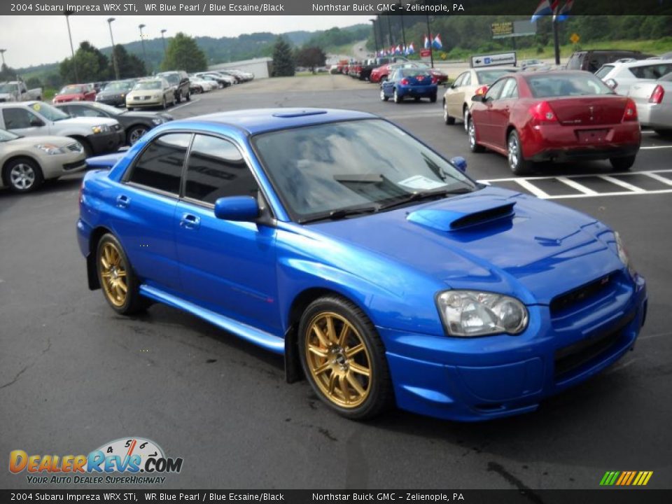 2004 Subaru Impreza WRX STi WR Blue Pearl / Blue Ecsaine/Black Photo #3