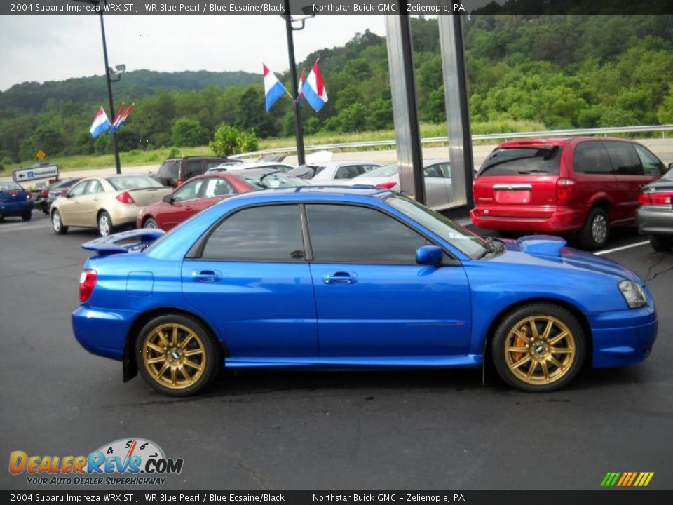 2004 Subaru Impreza WRX STi WR Blue Pearl / Blue Ecsaine/Black Photo #4