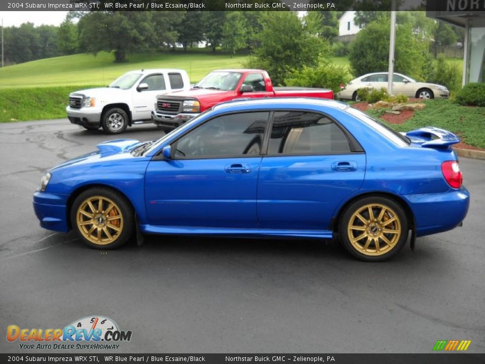 2004 Subaru Impreza WRX STi WR Blue Pearl / Blue Ecsaine/Black Photo #8
