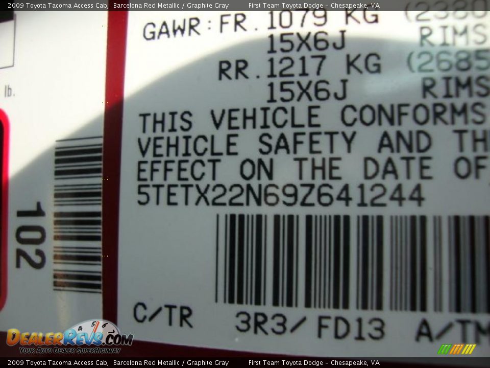 2009 Toyota Tacoma Access Cab Barcelona Red Metallic / Graphite Gray Photo #22