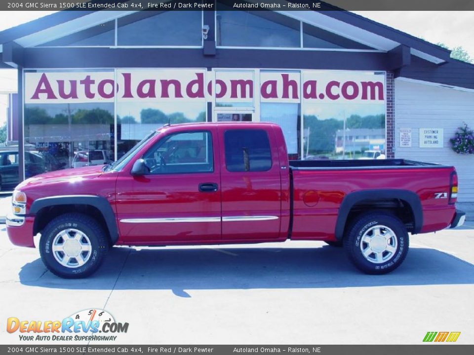 2004 GMC Sierra 1500 SLE Extended Cab 4x4 Fire Red / Dark Pewter Photo #1