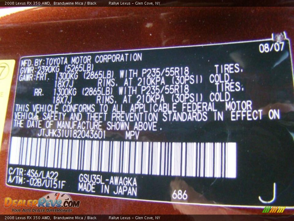 2008 Lexus RX 350 AWD Brandywine Mica / Black Photo #15