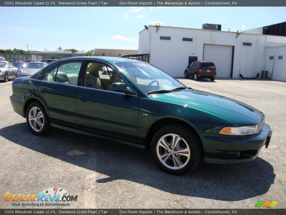 2001 Mitsubishi Galant LS V6 Sherwood Green Pearl / Tan Photo #6