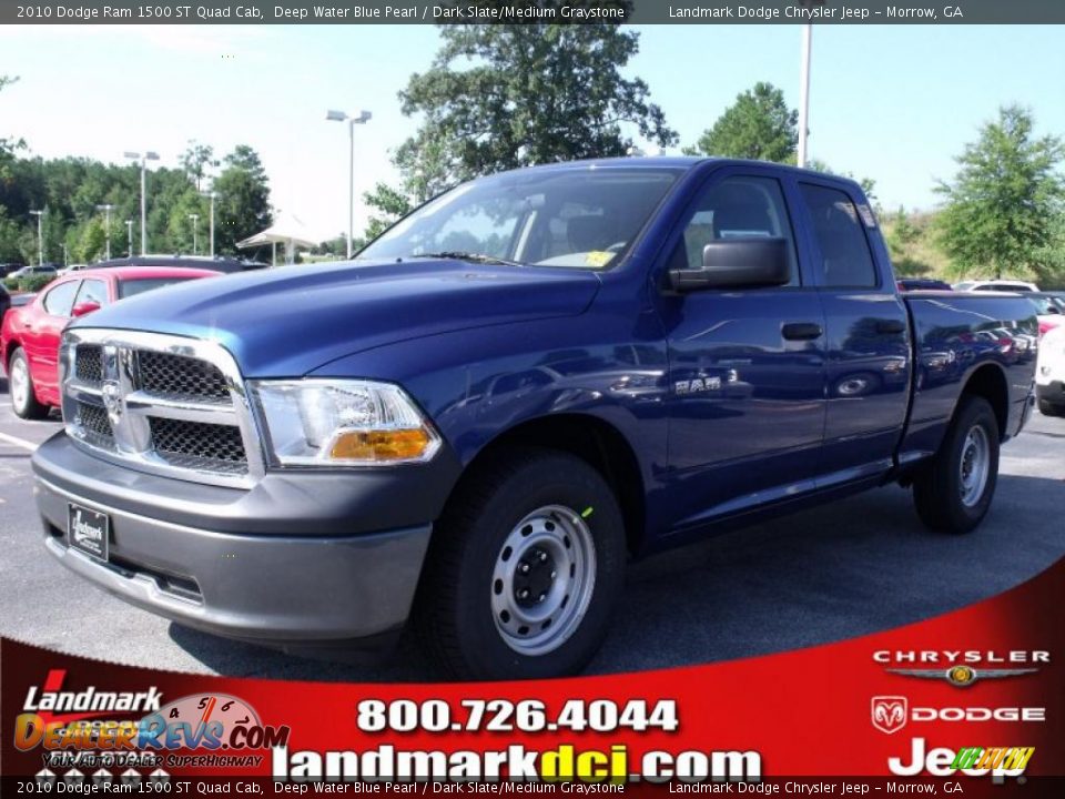 2010 Dodge Ram 1500 ST Quad Cab Deep Water Blue Pearl / Dark Slate/Medium Graystone Photo #1
