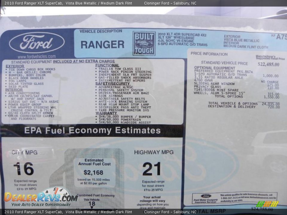 2010 Ford Ranger XLT SuperCab Vista Blue Metallic / Medium Dark Flint Photo #8