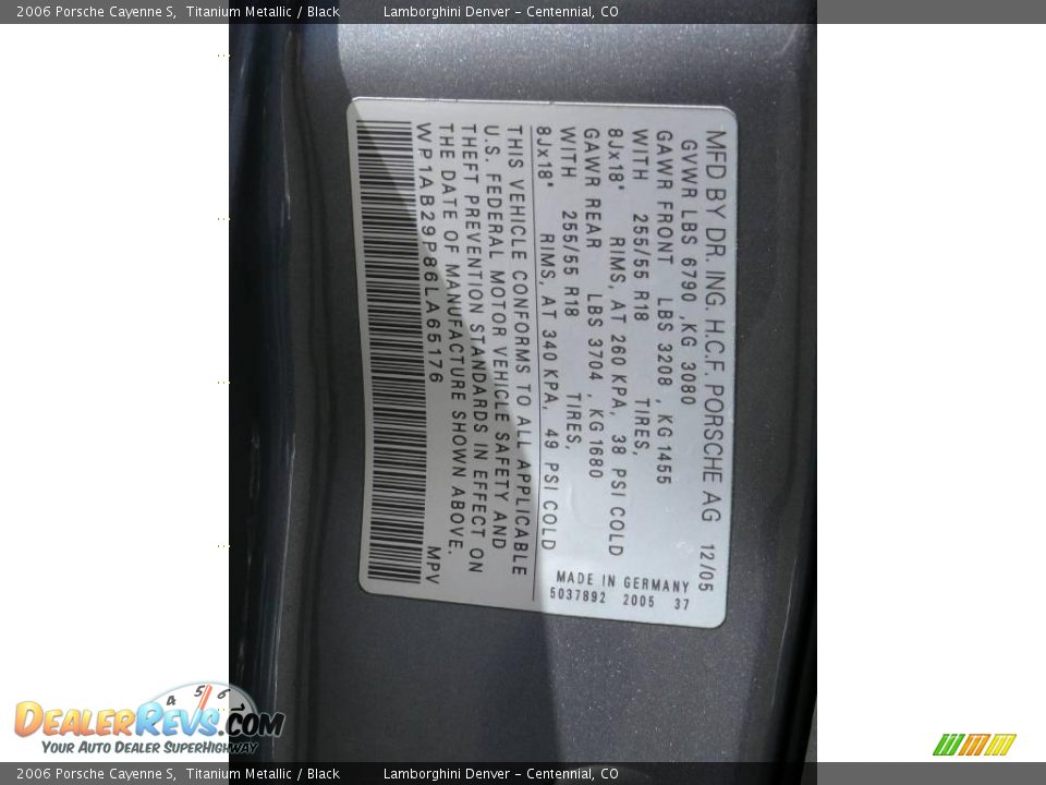 2006 Porsche Cayenne S Titanium Metallic / Black Photo #31