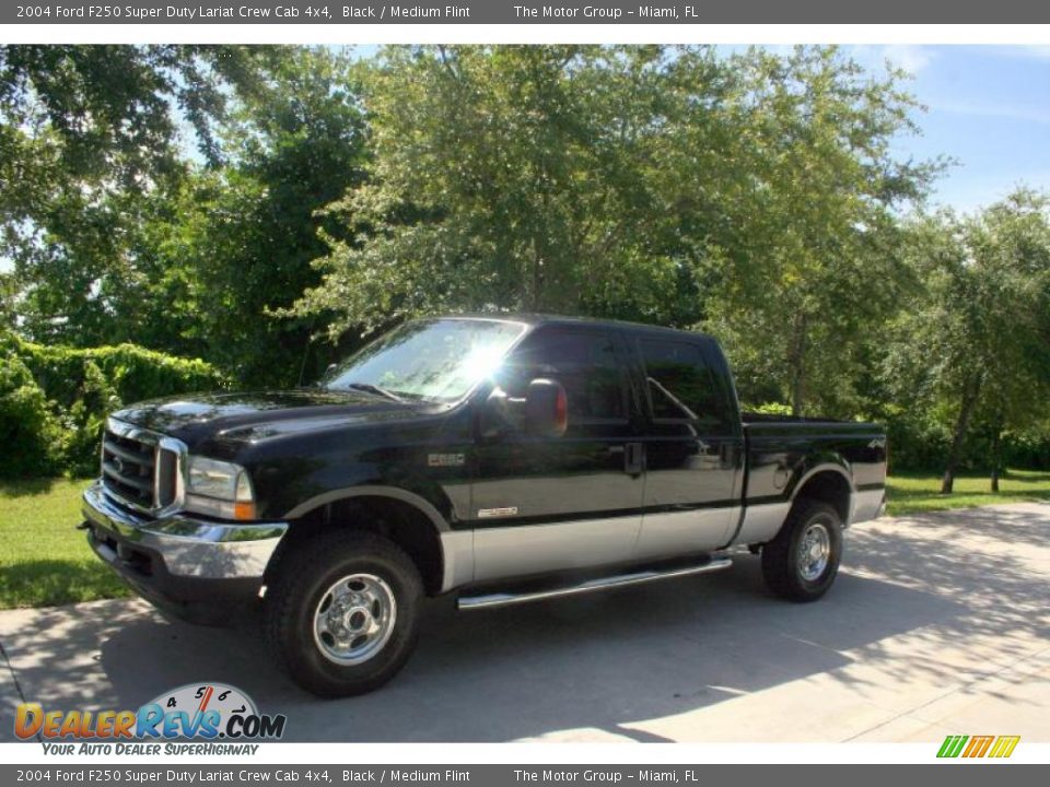 2004 Ford F250 Super Duty Lariat Crew Cab 4x4 Black / Medium Flint Photo #2