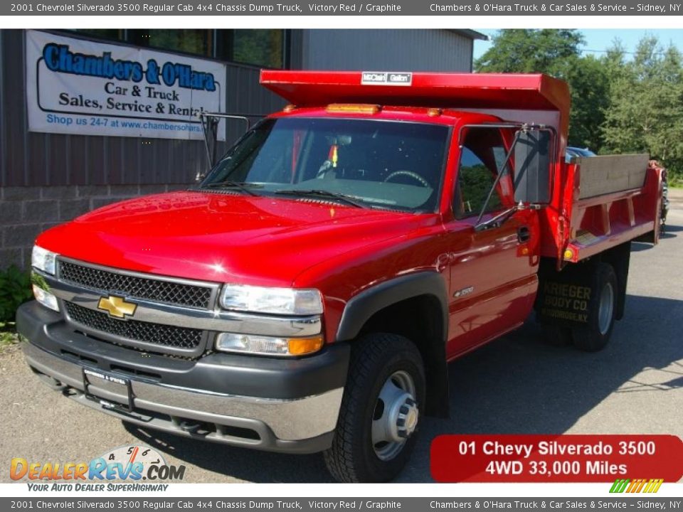 2001 Chevrolet Silverado 3500 Regular Cab 4x4 Chassis Dump Truck Victory Red / Graphite Photo #1