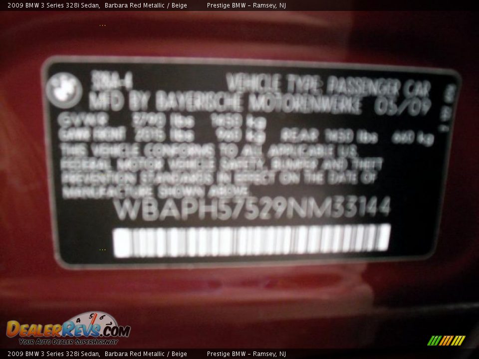 2009 BMW 3 Series 328i Sedan Barbara Red Metallic / Beige Photo #9