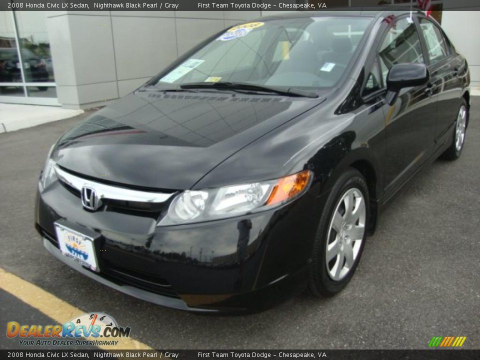 2008 Honda Civic LX Sedan Nighthawk Black Pearl / Gray Photo #1