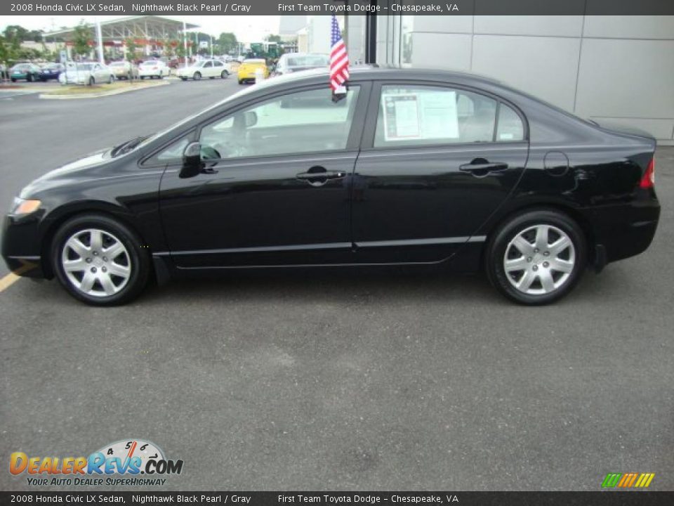 2008 Honda Civic LX Sedan Nighthawk Black Pearl / Gray Photo #2