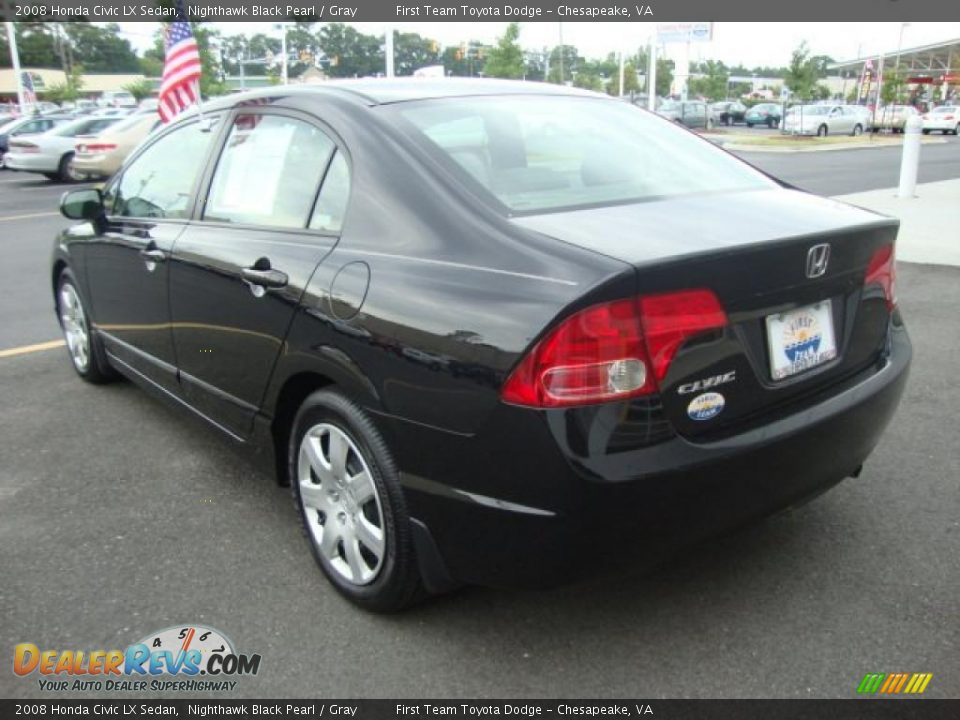 2008 Honda Civic LX Sedan Nighthawk Black Pearl / Gray Photo #3