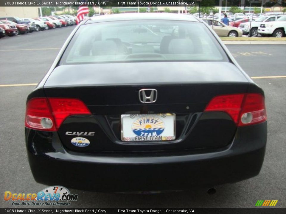 2008 Honda Civic LX Sedan Nighthawk Black Pearl / Gray Photo #4