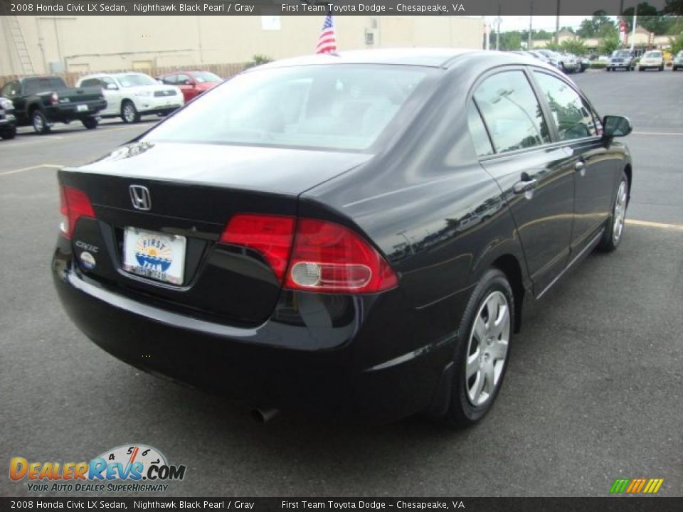 2008 Honda Civic LX Sedan Nighthawk Black Pearl / Gray Photo #5