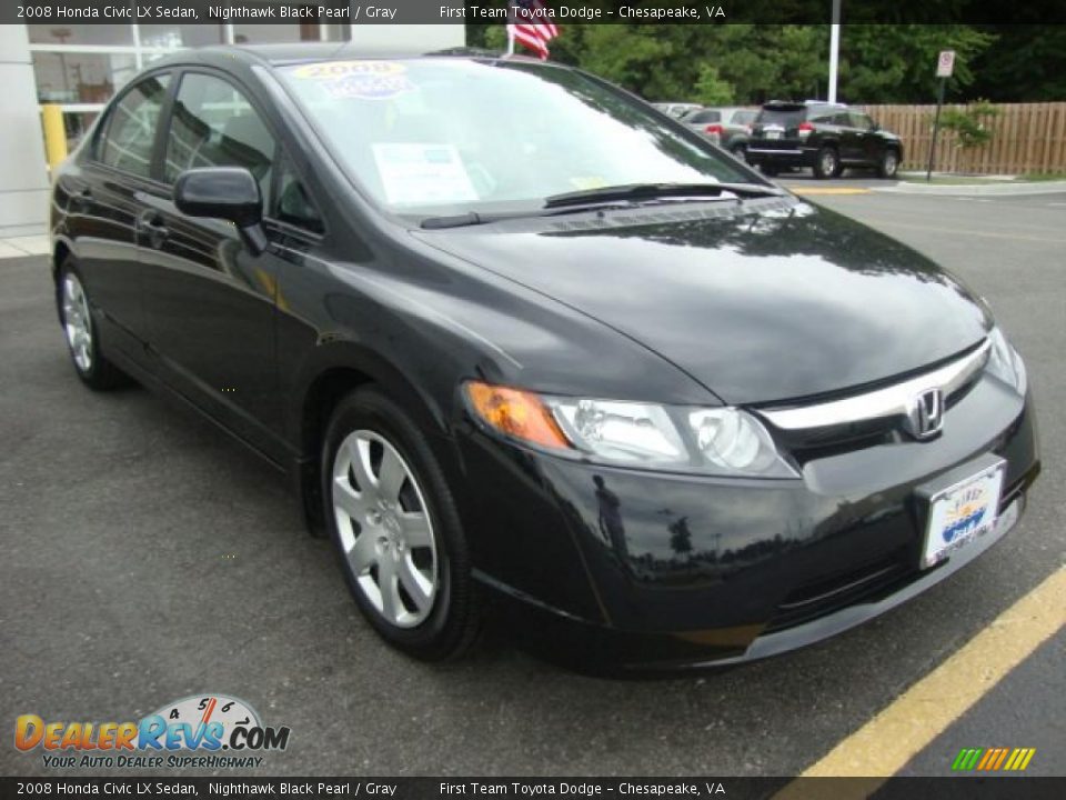 2008 Honda Civic LX Sedan Nighthawk Black Pearl / Gray Photo #7