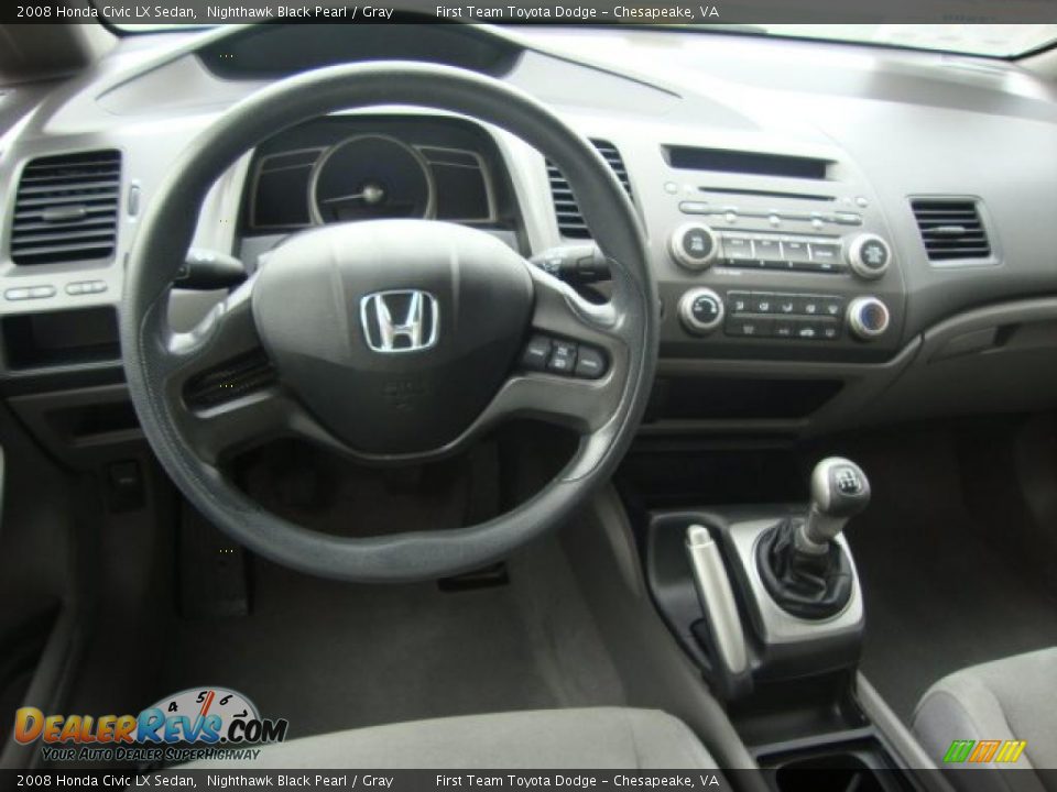 2008 Honda Civic LX Sedan Nighthawk Black Pearl / Gray Photo #10