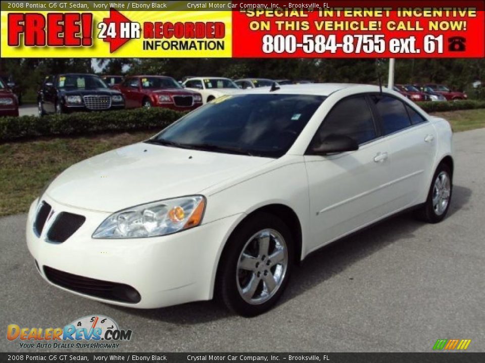 2008 Pontiac G6 GT Sedan Ivory White / Ebony Black Photo #1