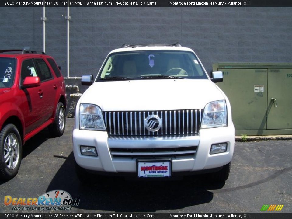 2010 Mercury Mountaineer V8 Premier AWD White Platinum Tri-Coat Metallic / Camel Photo #3