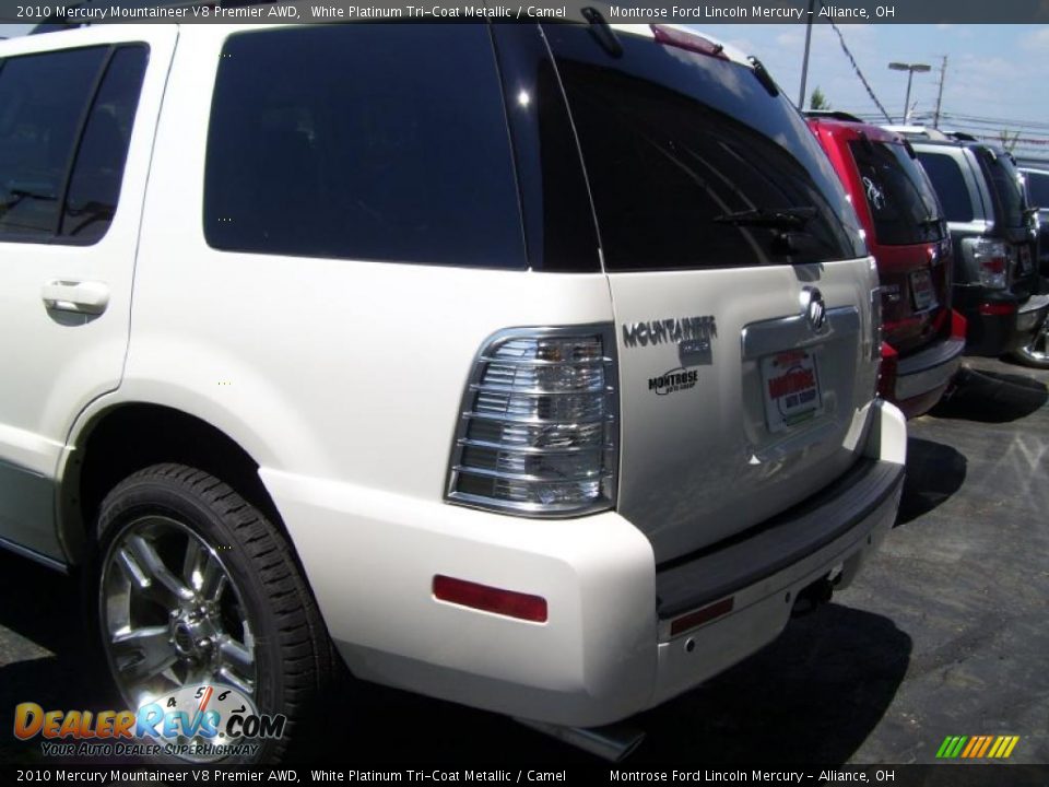 2010 Mercury Mountaineer V8 Premier AWD White Platinum Tri-Coat Metallic / Camel Photo #4