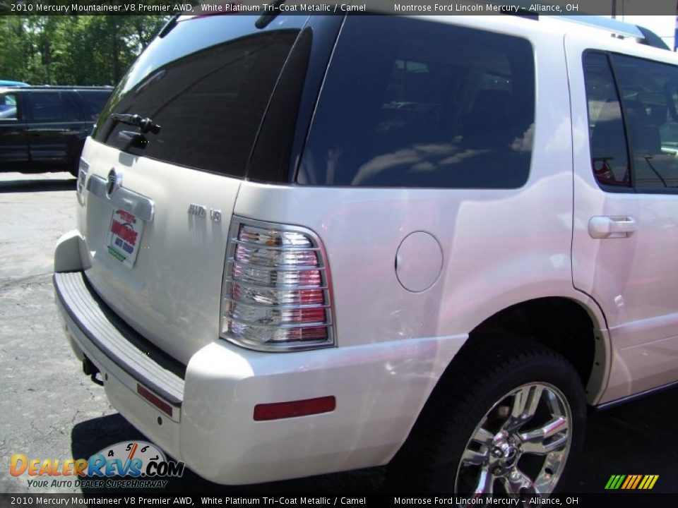 2010 Mercury Mountaineer V8 Premier AWD White Platinum Tri-Coat Metallic / Camel Photo #5