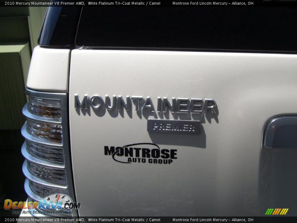 2010 Mercury Mountaineer V8 Premier AWD White Platinum Tri-Coat Metallic / Camel Photo #6