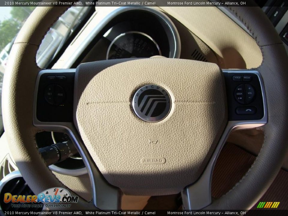 2010 Mercury Mountaineer V8 Premier AWD White Platinum Tri-Coat Metallic / Camel Photo #17