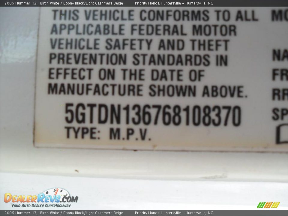 2006 Hummer H3 Birch White / Ebony Black/Light Cashmere Beige Photo #8