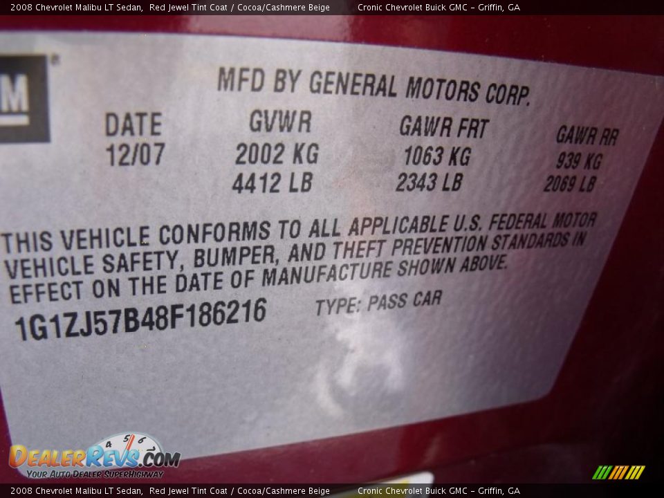 2008 Chevrolet Malibu LT Sedan Red Jewel Tint Coat / Cocoa/Cashmere Beige Photo #25