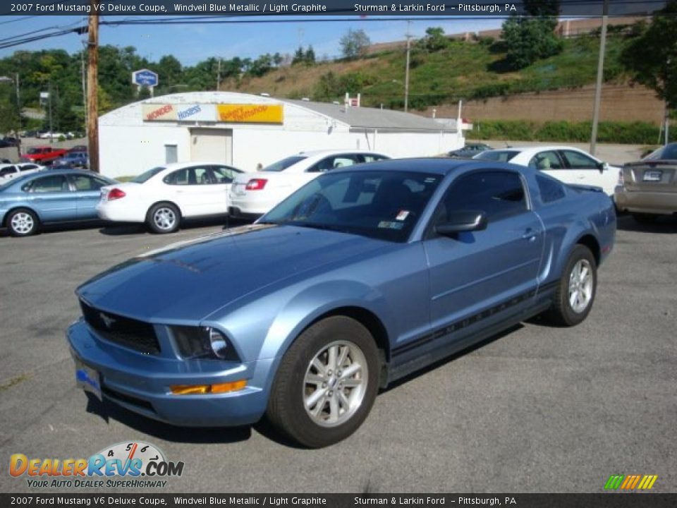 2007 Ford Mustang V6 Deluxe Coupe Windveil Blue Metallic / Light Graphite Photo #10