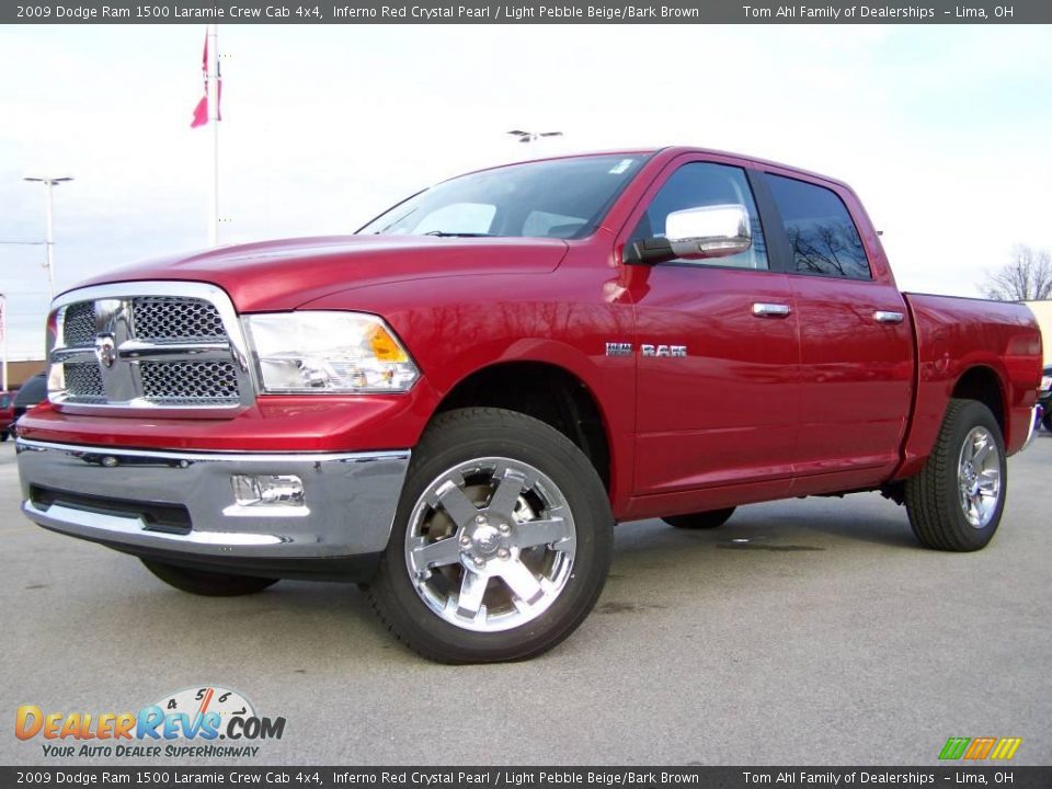 2009 Dodge Ram 1500 Laramie Crew Cab 4x4 Inferno Red Crystal Pearl / Light Pebble Beige/Bark Brown Photo #1