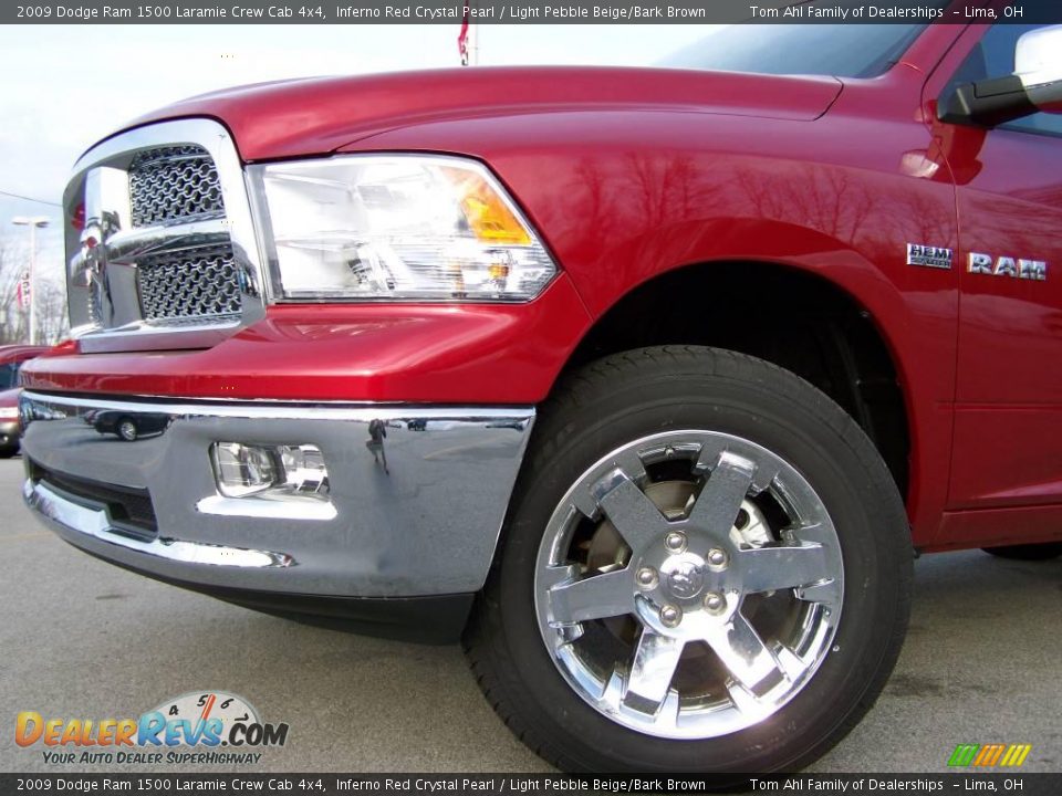 2009 Dodge Ram 1500 Laramie Crew Cab 4x4 Inferno Red Crystal Pearl / Light Pebble Beige/Bark Brown Photo #2