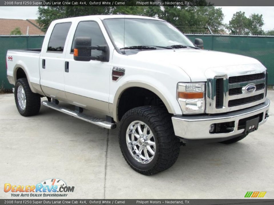 2008 Ford F250 Super Duty Lariat Crew Cab 4x4 Oxford White / Camel Photo #1
