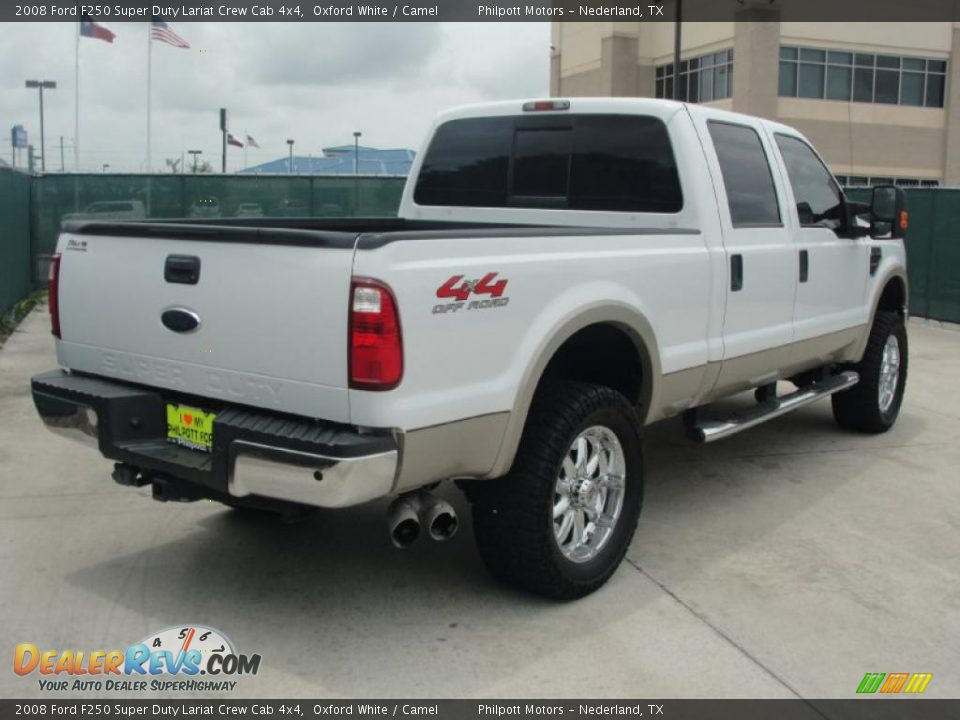 2008 Ford F250 Super Duty Lariat Crew Cab 4x4 Oxford White / Camel Photo #3