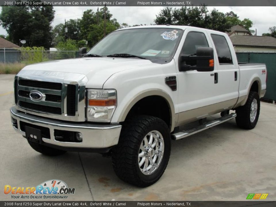 2008 Ford F250 Super Duty Lariat Crew Cab 4x4 Oxford White / Camel Photo #7