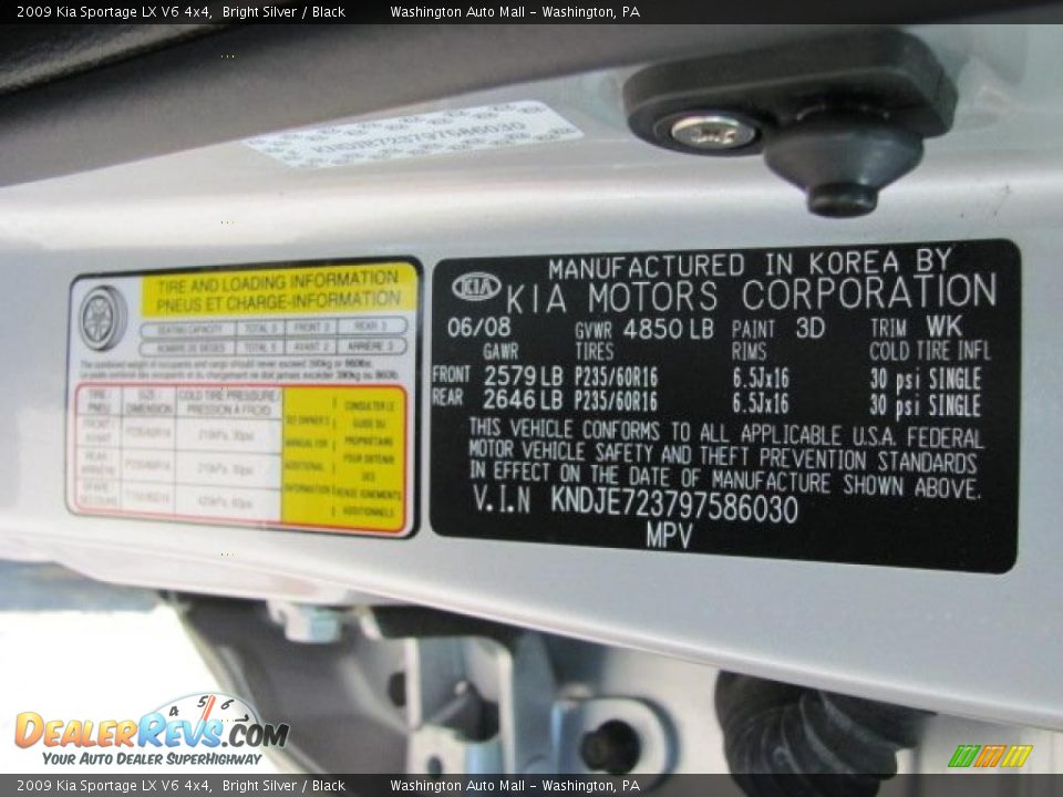 2009 Kia Sportage LX V6 4x4 Bright Silver / Black Photo #19