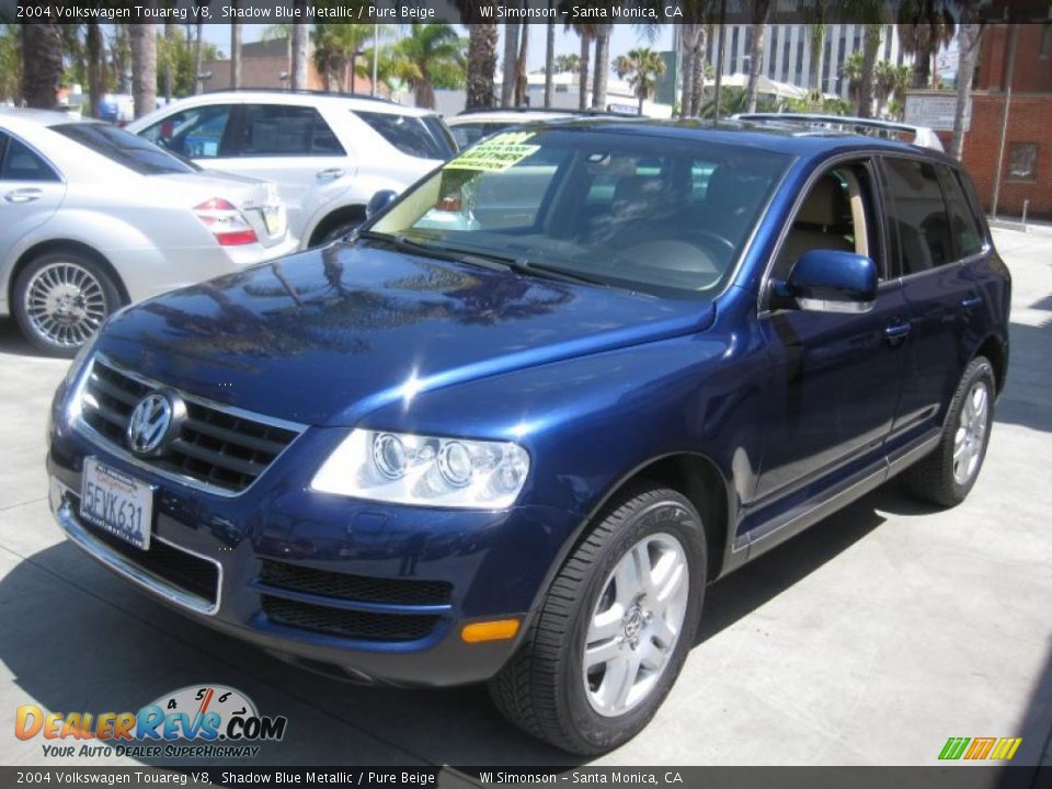 2004 Volkswagen Touareg V8 Shadow Blue Metallic / Pure Beige Photo #9